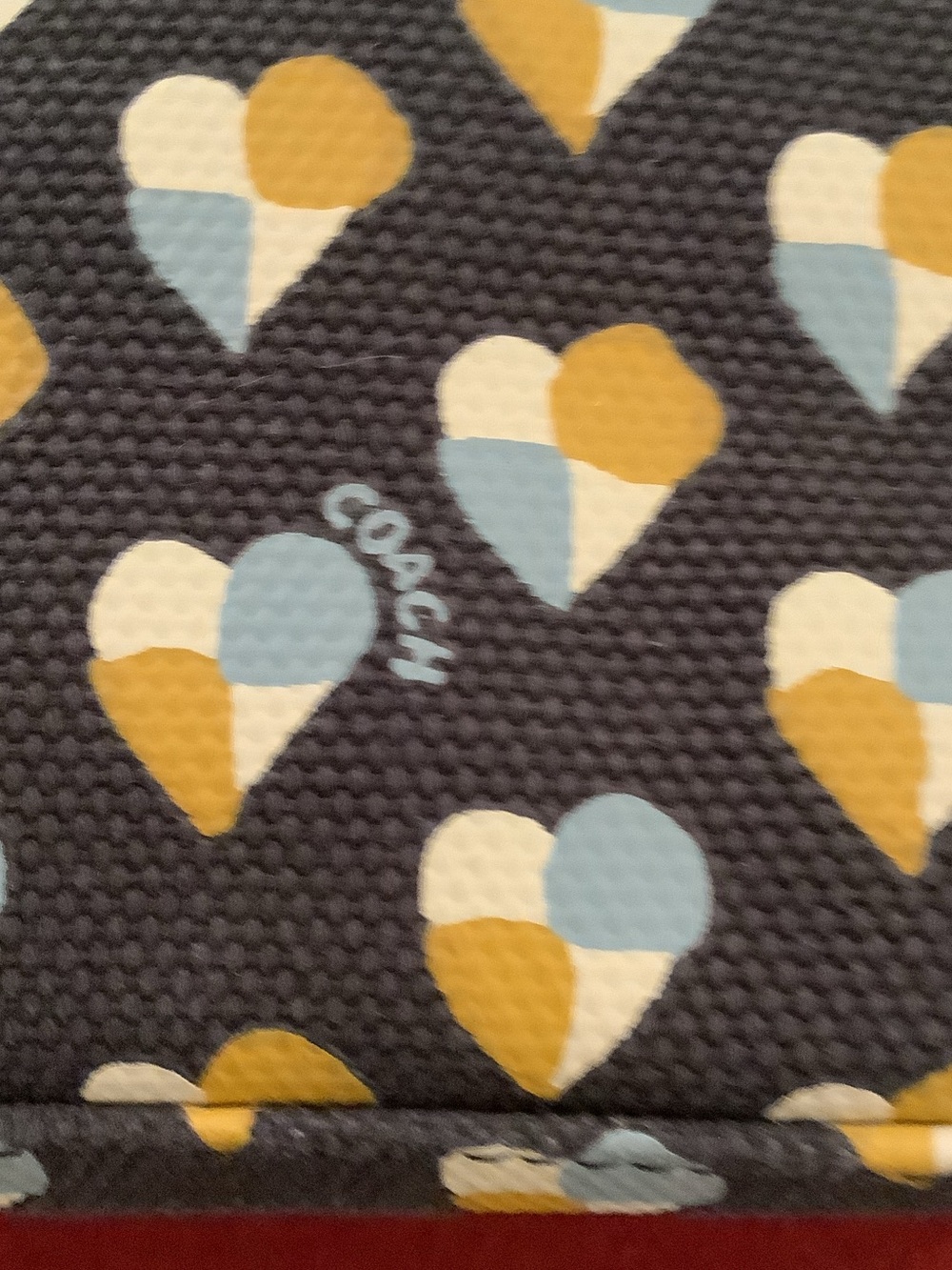Coach Navy Heart-Print Tote with Gold and White Accents - Picture 4 of 7